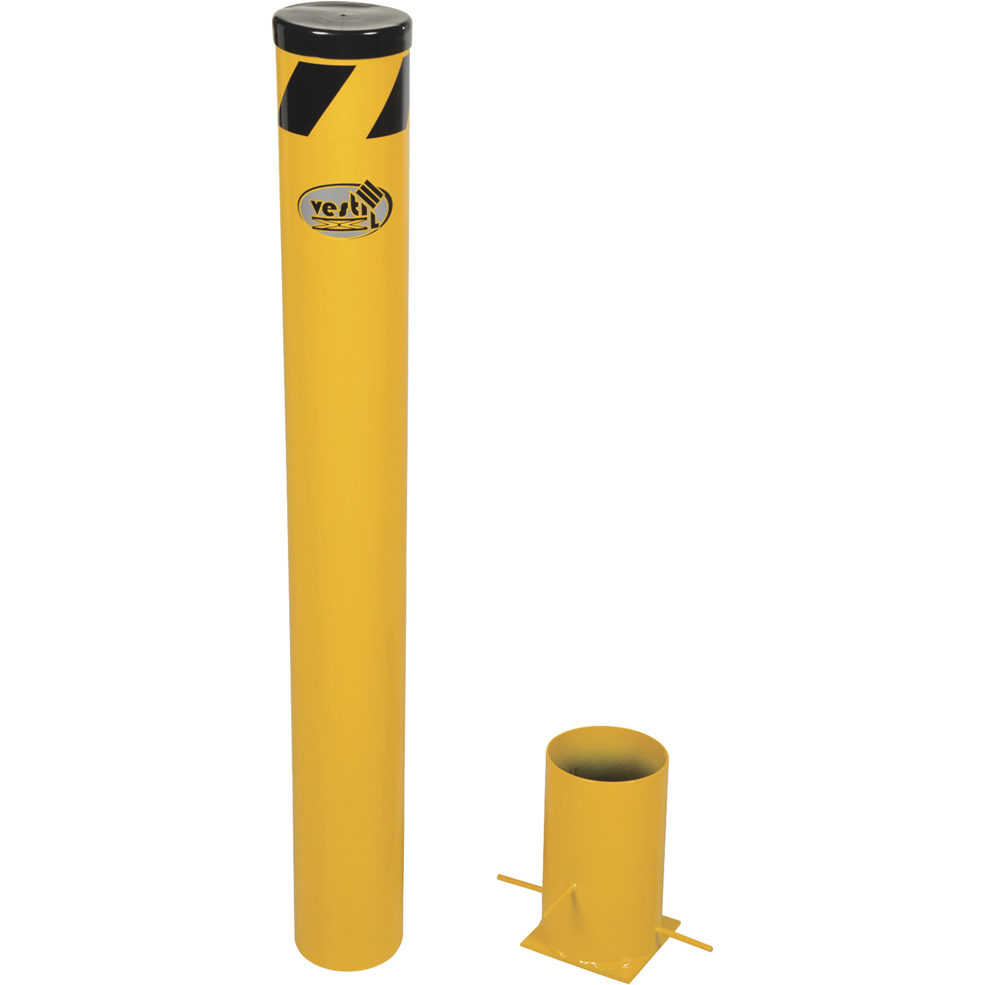 Vestil Removable Bollard - 42in.H, 5.5in. Dia., Powder-Coated Yellow, Model# BOL-R-42-5.5